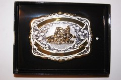 Lightning Ridge Crumrine Western Belt Buckle Trophy Team Roper 2 Ribbons 38568