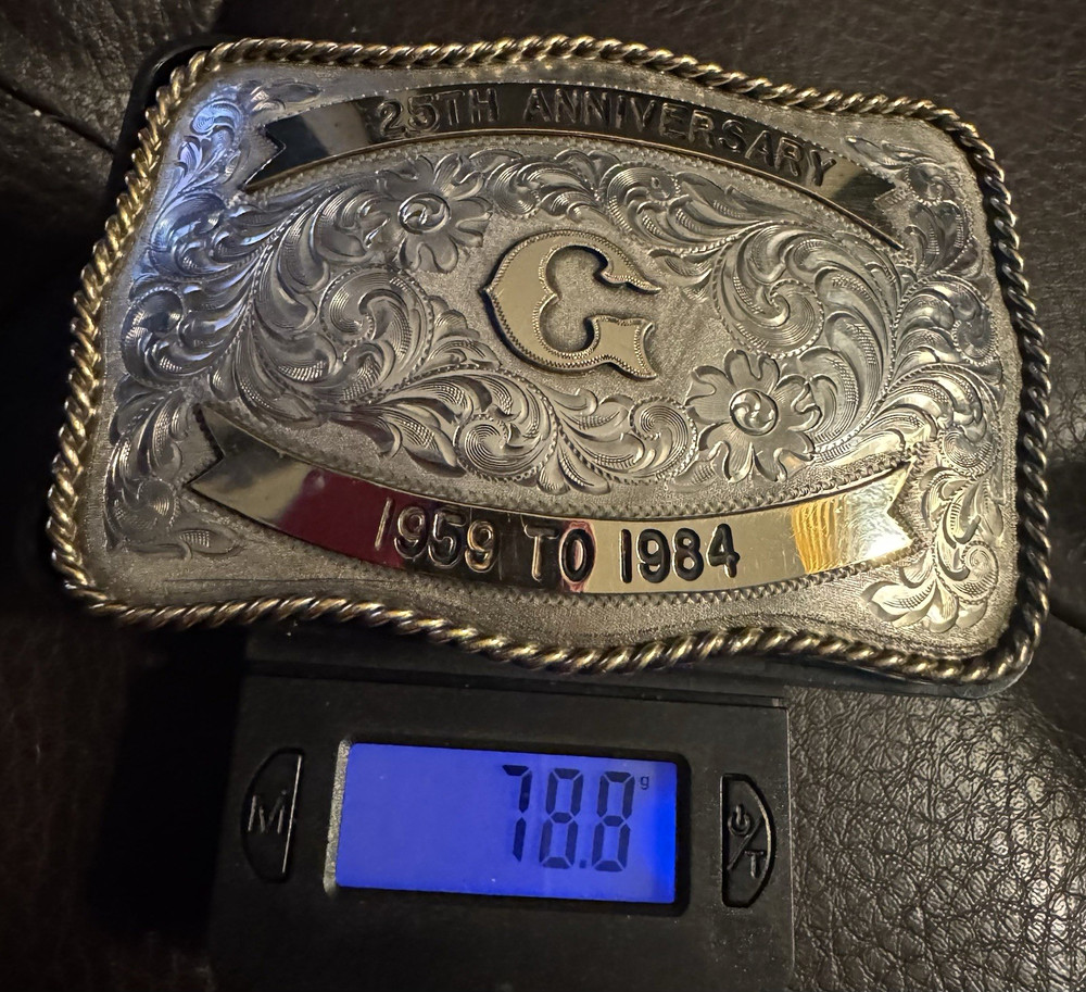 Montana Silversmiths Sterling Silver Gold Filled Engraved Anniversary Buckle