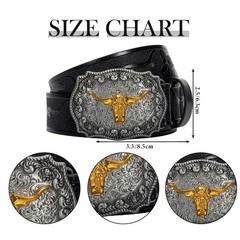 Eohak Western-Cowboy-Belts for Men Women Floral-Engraved-Belt Medium, Black