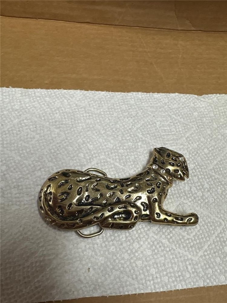 Vintage Cat Belt Buckle with Stones AS IS