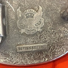Vtg Oilfield Blank Personalized Banner 1981 Metal Belt Buckle Great American USA