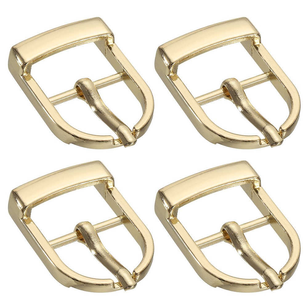 4Pcs 0.67&Prime; Single Prong Belt Buckle Oval Center Bar Buckles for Belt, Gold