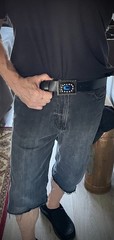 Belt Buckle Industrial Brutalist Blue Stone Beaded Texture OOAK Darren McNeese