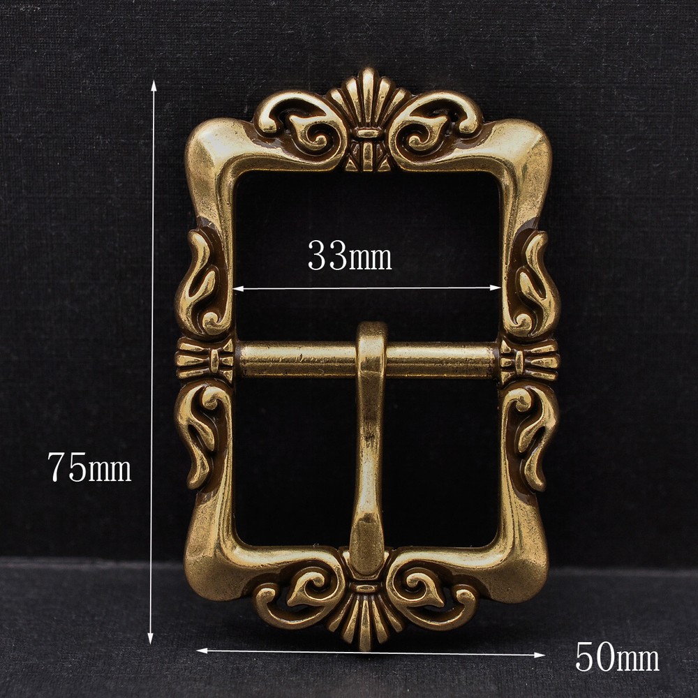 Vintage Celtic Retro Brass Flower Pin Center Bar DIY Belt Buckle Fit 33mm Strap