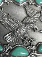 Arroyo Grande Belt Buckle 1992 Southwest Style Eagle Turquoise Colored Stones