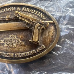 NRA Brass Belt Buckle Pistol Rifle Hunting & Shooting Traditions Worth Fighting