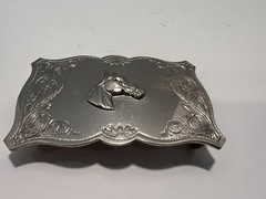 Lightweight Metal Horsehead Belt Buckle. Unbranded