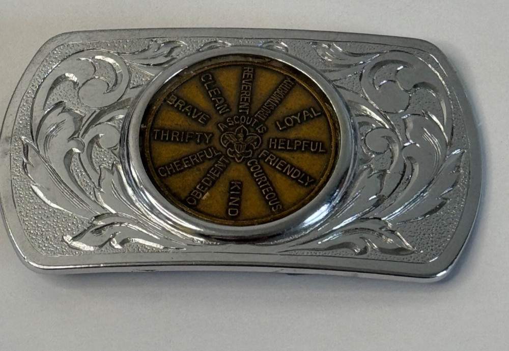 Vintage Boy Scouts Belt buckle-12 points of the Scouts Law-belt Buckle/used.