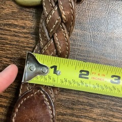 Gap Braided Leather Belt Brown Woven Solid Brass Buckle Men Small Vintage Style