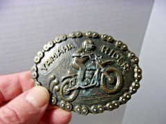 Gold Tone EAGLE Belt Buckle Star Bird In Flight & Yamaha Motorcycle
