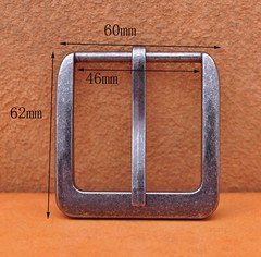46mm Retro Silver Two-Tone Heavy Square Wide Single Prong Pin Clips Belt Buckle