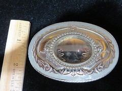 Silvertone Oval Engraved Belt Buckle Free Shipping