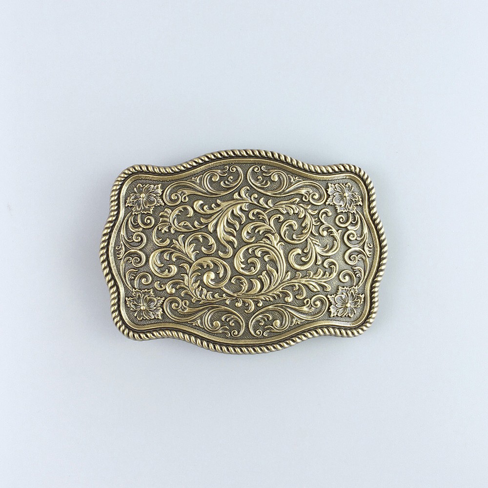 Antique Bronze Western Flower Pattern Rectangle Belt Buckle Boucle de Ceinture
