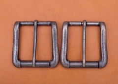 40mm Vintage Silver Two-Tone Heavy Square Roller Single Prong Pin Belt Buckle