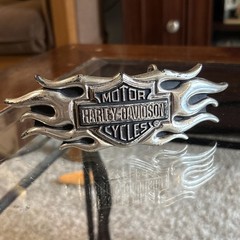 Vintage Y2K Belt Buckle HARLEY DAVIDSON Motorcycle FLAMES Chrome Metal Hd