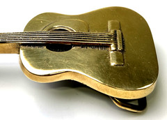 Vintage 1978, Solid Brass, Baron Belt Buckle Country Western Guitar, Free Ship