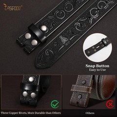 JASGOOD Western Leather Fit waist size 27-30 »(belt length 39 »), A-black