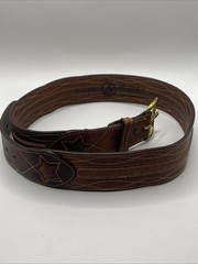 Vintage Larry Mahan Tooled Embroidered Leather Belt 6511 size 34