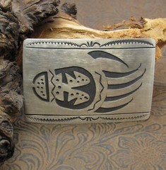Sterling Silver Overlay Satin Finish Bear Paw Belt Buckle
