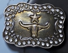 Vintage Western Belt Buckle TEXAS STEER COW SKULL Classico Italia, Cowboy!