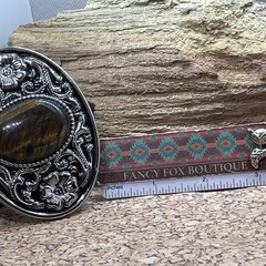 Tiger Eye Stone Silver Western Southwest men women unisex Belt Buckle VALENTINES