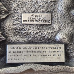 VTG &rsquo;83 Bergamot Brass Works « God&rsquo;s Country » Belt Buckle- Kayak Mountains Forest