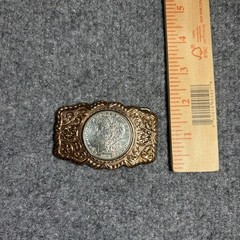 Antique 1921 Silver Morgan Dollar Coin Buckle Solid Copper Nickel Silver
