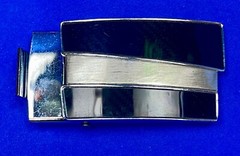 Replacement Silver And Black Line Pattern Vintage Retro Belt Buckle