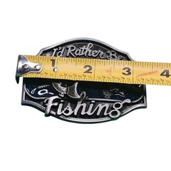 I&rsquo;d Rather Be Fishing Men&rsquo;s Belt Buckle Silver Tone