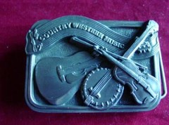 1984 Bergamot Brass Works Country WestMusic Belt Buckle Fiddle & Banjo & Guitar