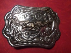 Silver toned Belt Buckle w/ Eagle Emblem Light Weight EUC