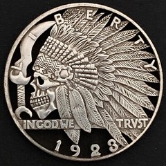 Unique Indian Warrior Skull Hobo Nickel Cut Out Coin Belt Buckle