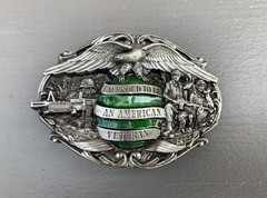 I&rsquo;M PROUD TO BE AN AMERICAN VETERAN Belt Buckle XLNT! **FAST SHIP** MADE IN USA!