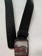 Nixon Icon Cut Out All Black Leather Belt Size S