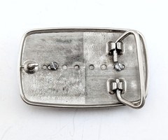1970s-1980s Vintage Western Belt Buckle with Snowflake Obsidian Stone Cabochon
