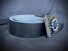 Belt Buckle Industrial Brutalist Blue Stone Beaded Texture OOAK Darren McNeese