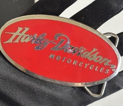 2006 Harley Davidson Belt Buckle Eagle Red Enamel Brass Oval Silvertone Large