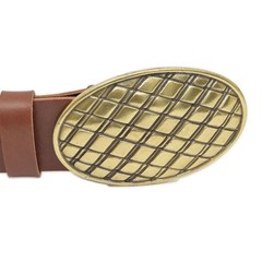 Vintage Style Metal Geometric Print Oval Belt Buckle