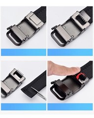 Men&rsquo;s Wolf Head Fashion Belt Silver Buckle Black