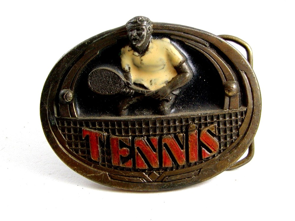 1983 Tennis Player Belt Buckle by Great American Belt Co.