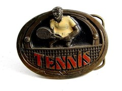 1983 Tennis Player Belt Buckle by Great American Belt Co.