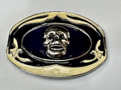 Cream & Purple Colors Skull Motorcycle Biker Large Oversized Belt Buckle