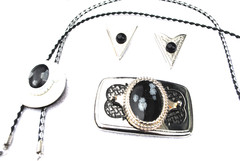 Western Belt Buckle, Bolo and Collar Tip Set