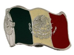 Mexico Flag Belt Buckle New Mexican Men Women Cowgirl Cowboy Western Gold Metal