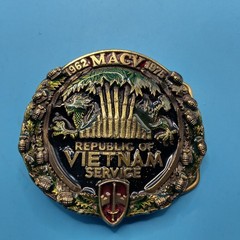 Vintage 1982 Vietnam Service Belt Buckle Indiana Metal Craft IMC Serial 1074