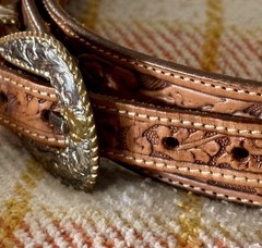 Justin Men’s Belt Crumrine Buckle Size 36 114 TN. Brown Top Grain Cowhide USA