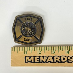 Vintage 1978 BTS Solid Brass Fire Dept Belt Buckle Made in USA Firefighter