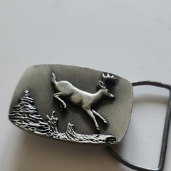 Pilgrim Pewter Co. Men&rsquo;s Western Belt Buckle Deer Pewter Antique Finish 1.75&Prime;