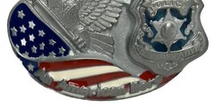 Great American Products Belt Buckle Pewter Police Officer An American Hero EUC