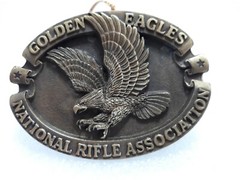 National Rifle Association Golden Eagles Belt Buckle 3&Prime; made in usa